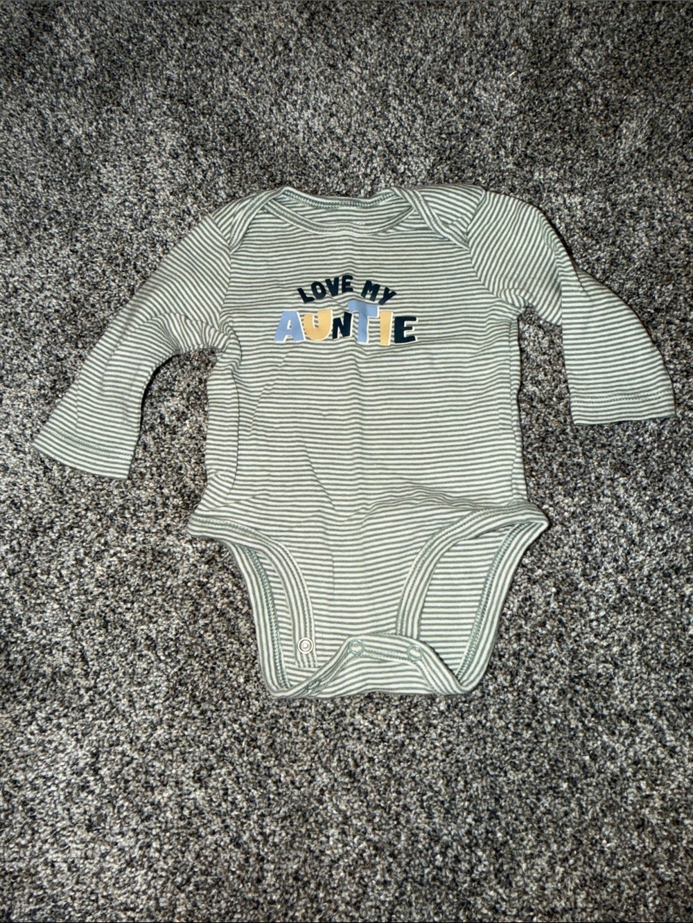 Carter's Green and Cream Striped 'Love My Auntie' One-Piece